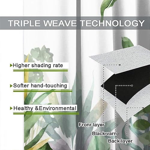 Miniatura 7 de Cortinas de ventana con hojas tropicales, naturaleza tropical, selva, plantas silvestres, palmeras y vides, paisaje tropical de selva tropical,