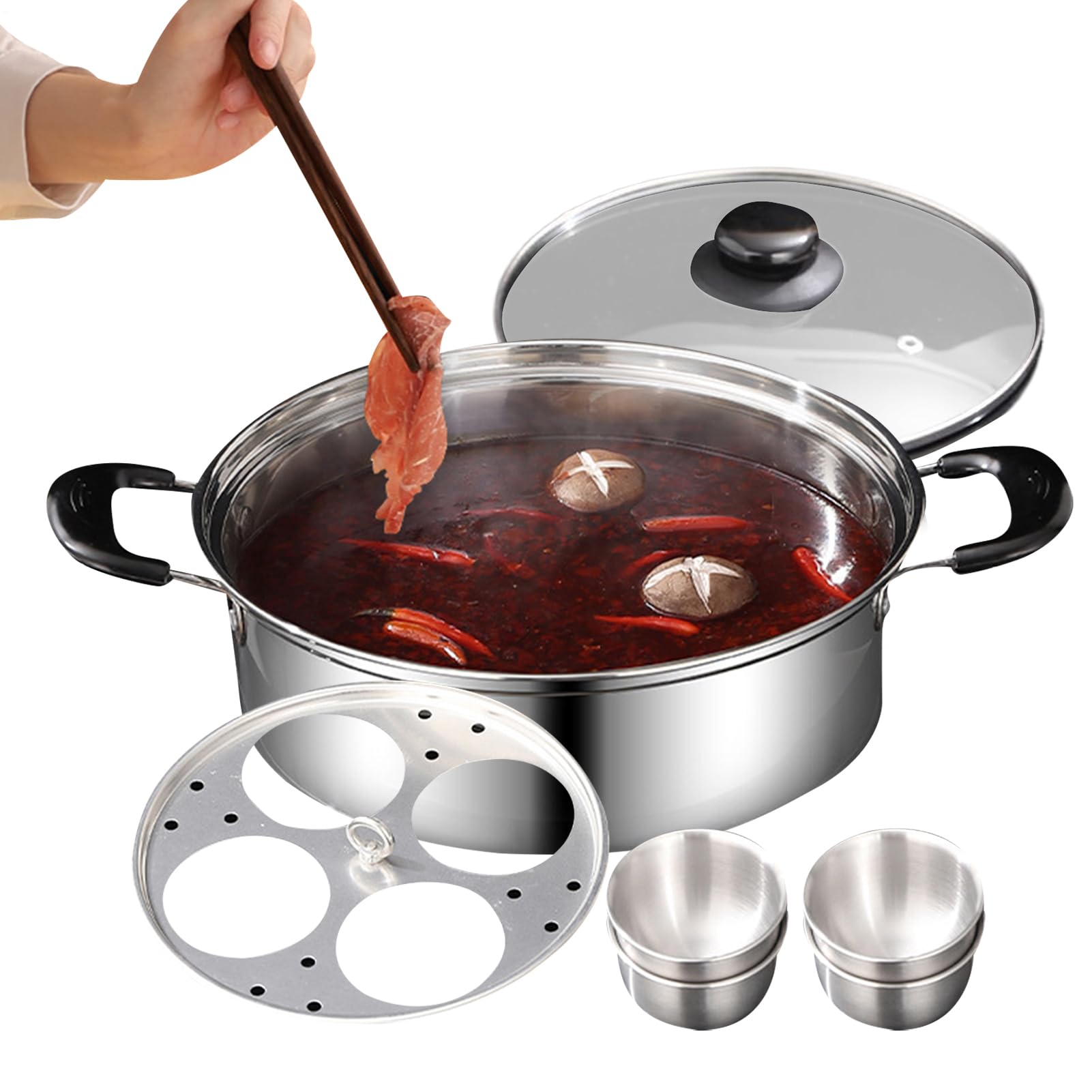 Genérico Egg Poacher Stainless Steel – Non Stick 4 Cup Steamer Pan, Rust Resistant Cooker | Small Household Multi Purpose Egg Maker For Breakfast Brunch | 4 Compartment Steamer For Induction