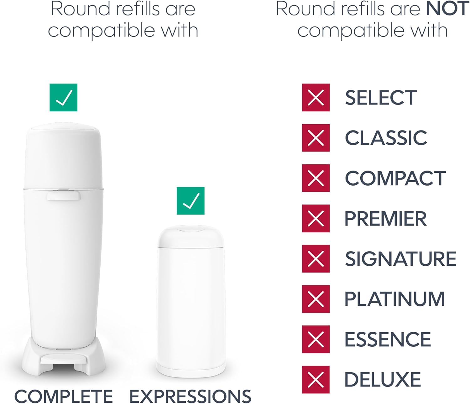 Condition photo showing New/Like New for diaper genie essentials round refill 8-pack | holds up to 2560 newborn diapers | features unscented continuous film | compatible with diaper genie complete and expressions pails,8 count (pack of 1) unscented 320 count (pack of 8)