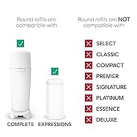 Vista 3 de Diaper Genie Essentials - Paquete de 8 repuestos redondos Capacidad para hasta 2560 pañales para recién nacidos Cuenta con película continua sin