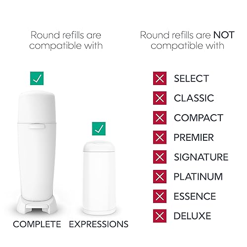 Vista 3 de Diaper Genie Essentials - Paquete de 8 repuestos redondos Capacidad para hasta 2560 pañales para recién nacidos Cuenta con película continua sin