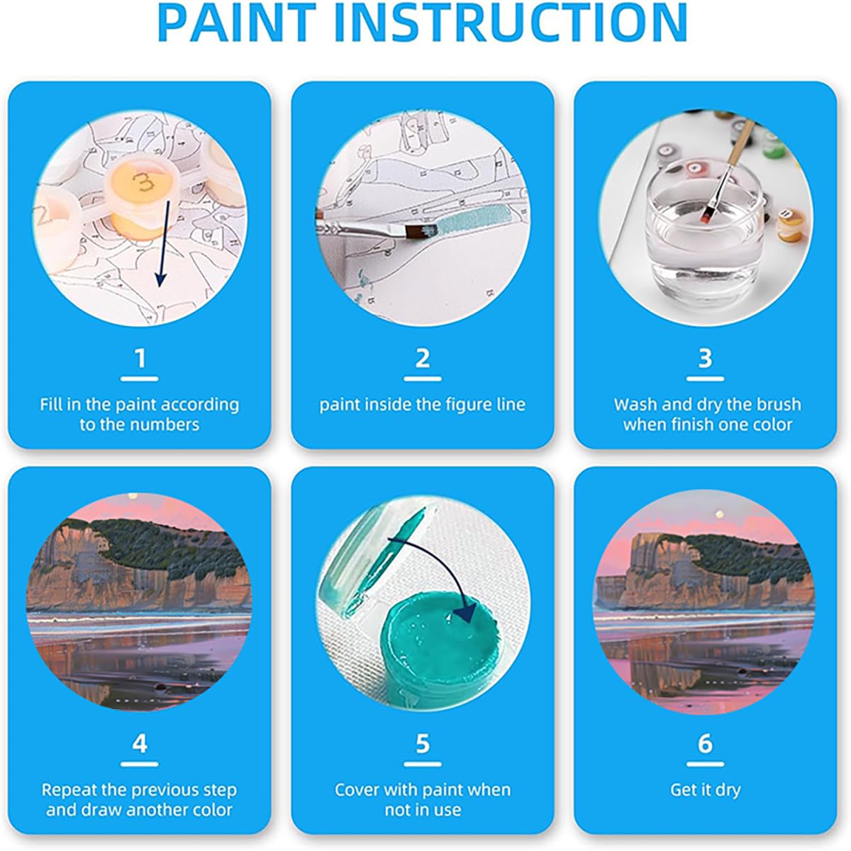 Malen Nach Zahlen Erwachsene Meer Malen Nach Zahlen Strand Paint by Numbers Farbige Leinwand mit Pinselset Acrylfarben Kreativ Set für Erwachsene, Home Wand Deko Wohnzimmer Geschenke 40x80cm o4-95