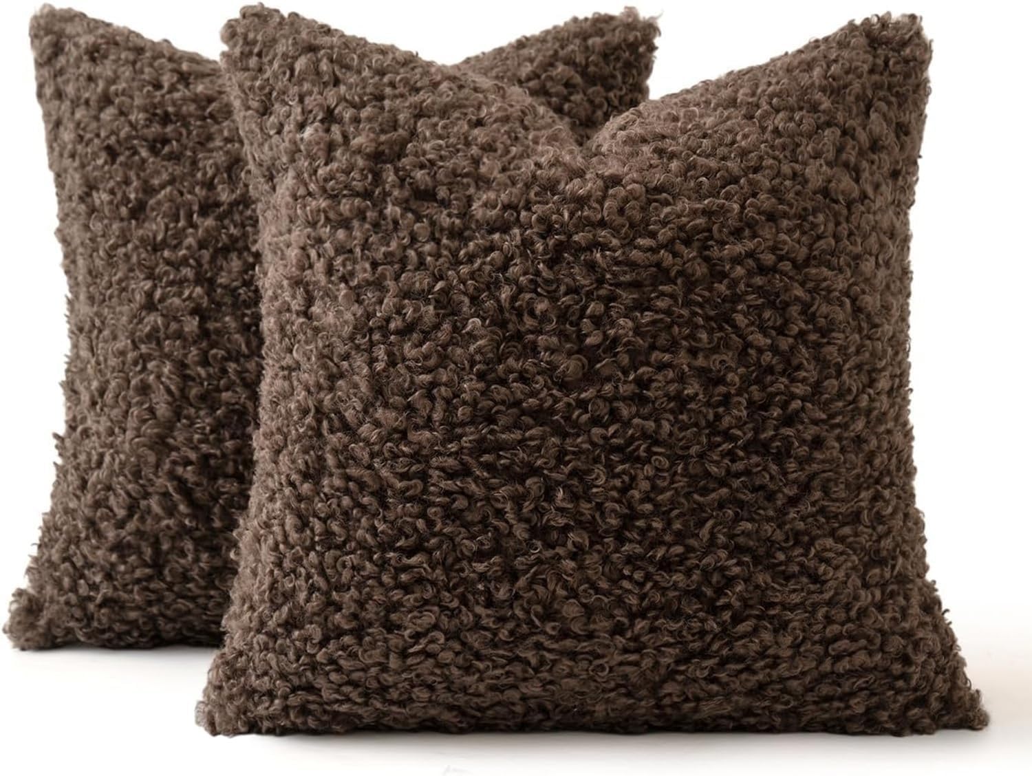 Housses de coussin lavables pour canapé, taies en teddy velours anti-déformation 50x50 cm