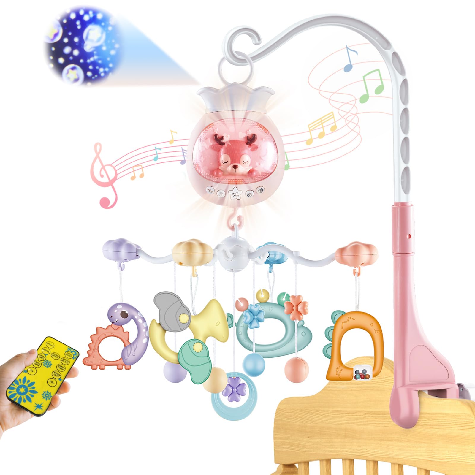 KalaDuck Cot Mobiles for Babies with Music Rotatable Crib Mobile with Projection, Timing Function and Baby Rattles Toy