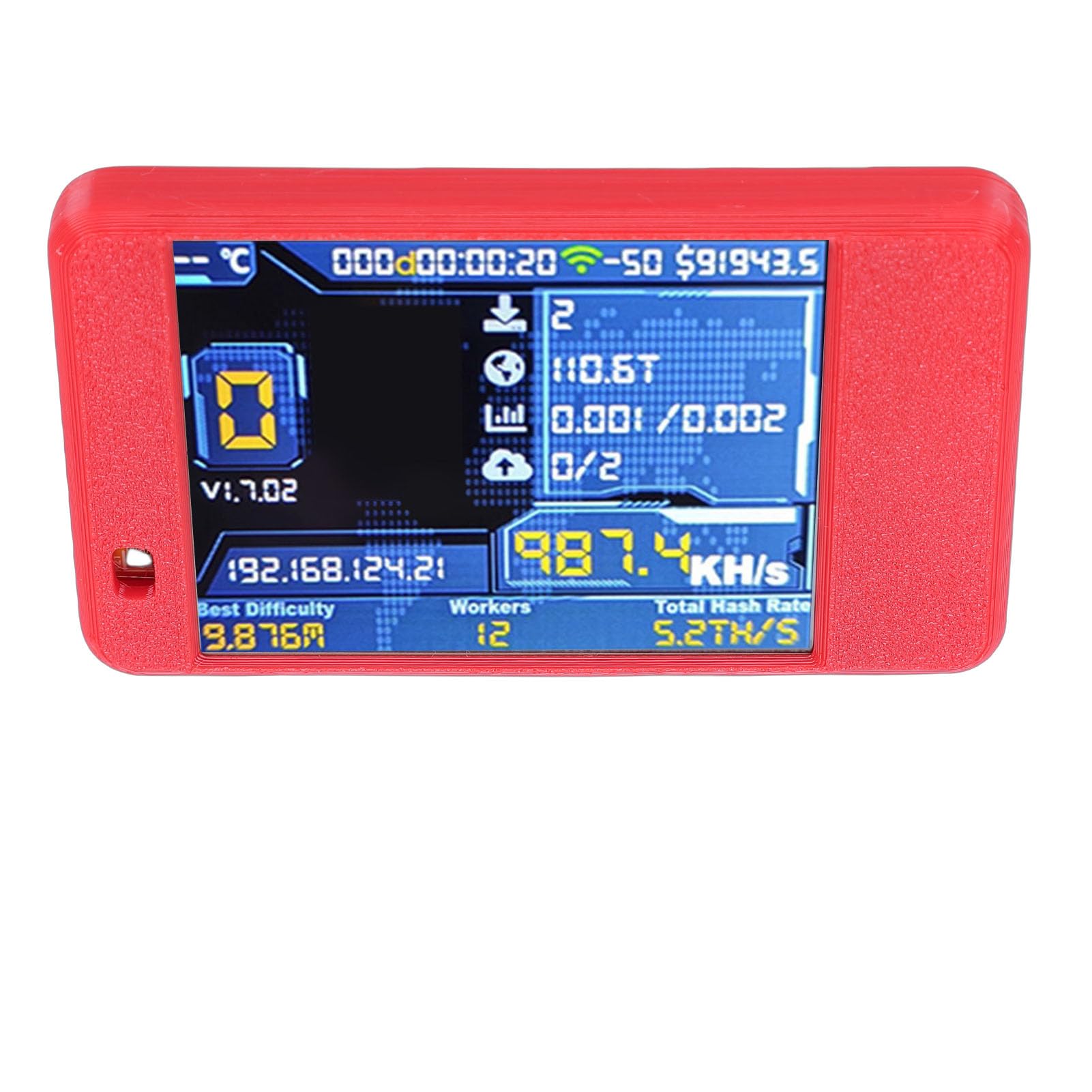 Fabater 2.8-calowy moduł Deweloperski Ekranu Dotykowego Obsługa ESP32-2432S028 WiFi Bluetooth Dwurdzeniowy moduł Rozwojowy Plug and Play 1060 KH/s (czerwony)