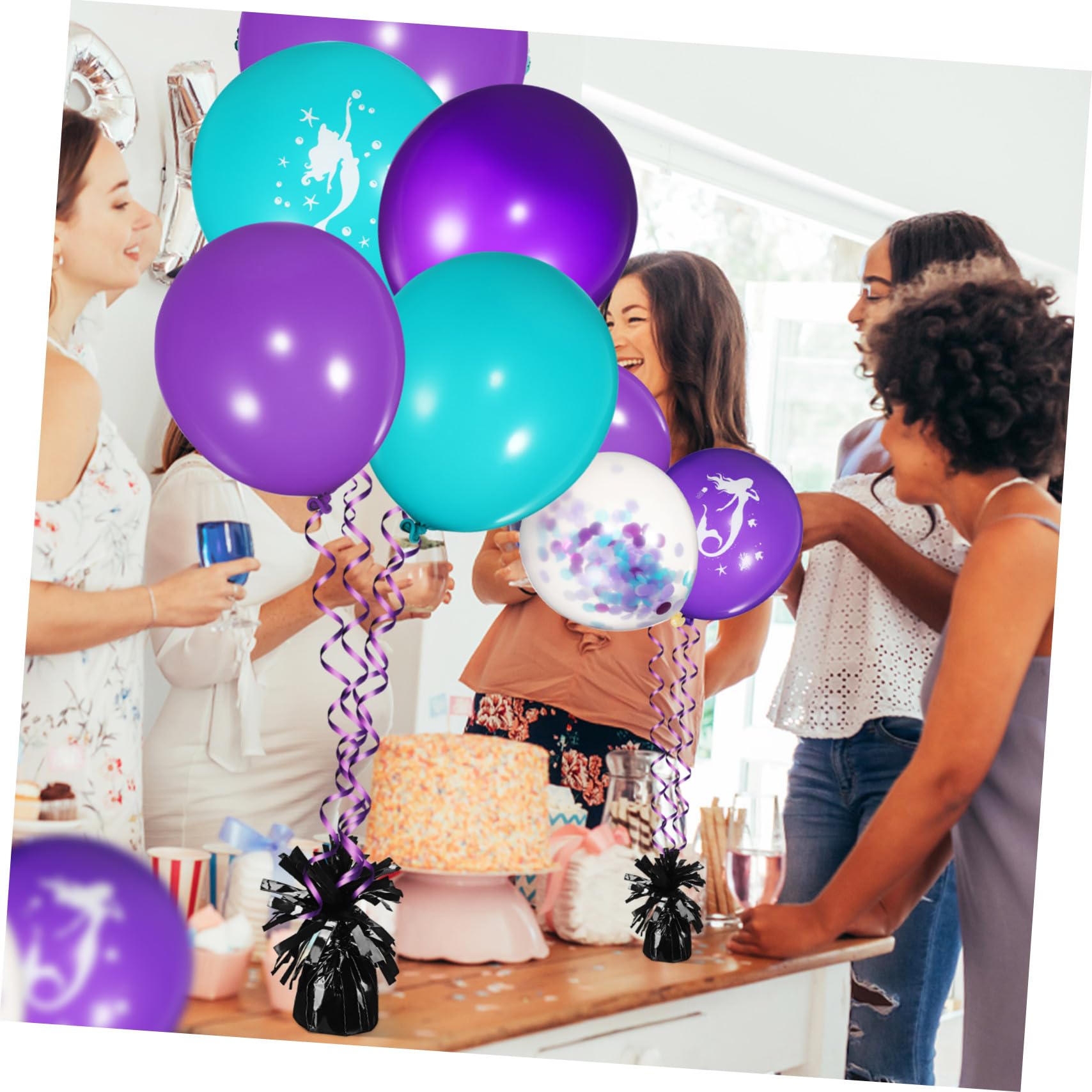 DOITOOL 8 Stück Teiliges Ballongewicht- Schwarze Wiederverwendbar Robust Vielseitig für Hochzeit Geburtstag Partydekoration Stabilisiert Helium Luftballons Einfache Anwendung ohne Werkzeug