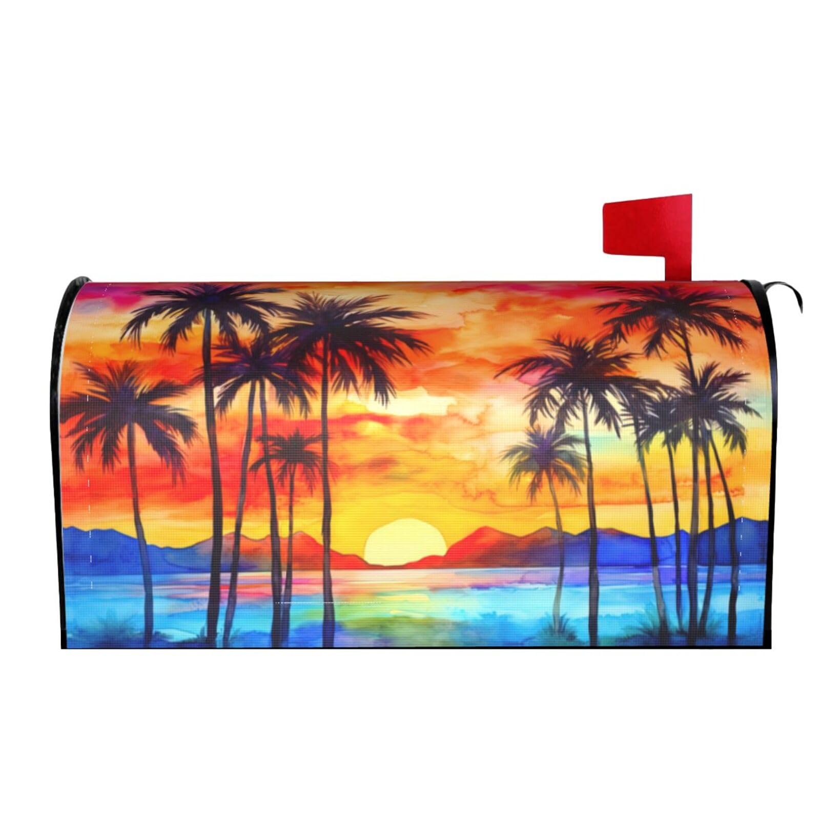 Palm Trees Silhouette at Sunset 03 Mailbox Covers Magnetic Wraps Post Letter Box Cover Garden Home Decor