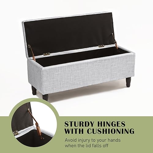 Miniatura 7 de Merdoo Banco otomano de almacenamiento con 2 reposapiés otomanos, banco de almacenamiento de lino en el extremo de la cama, banco de dormitorio