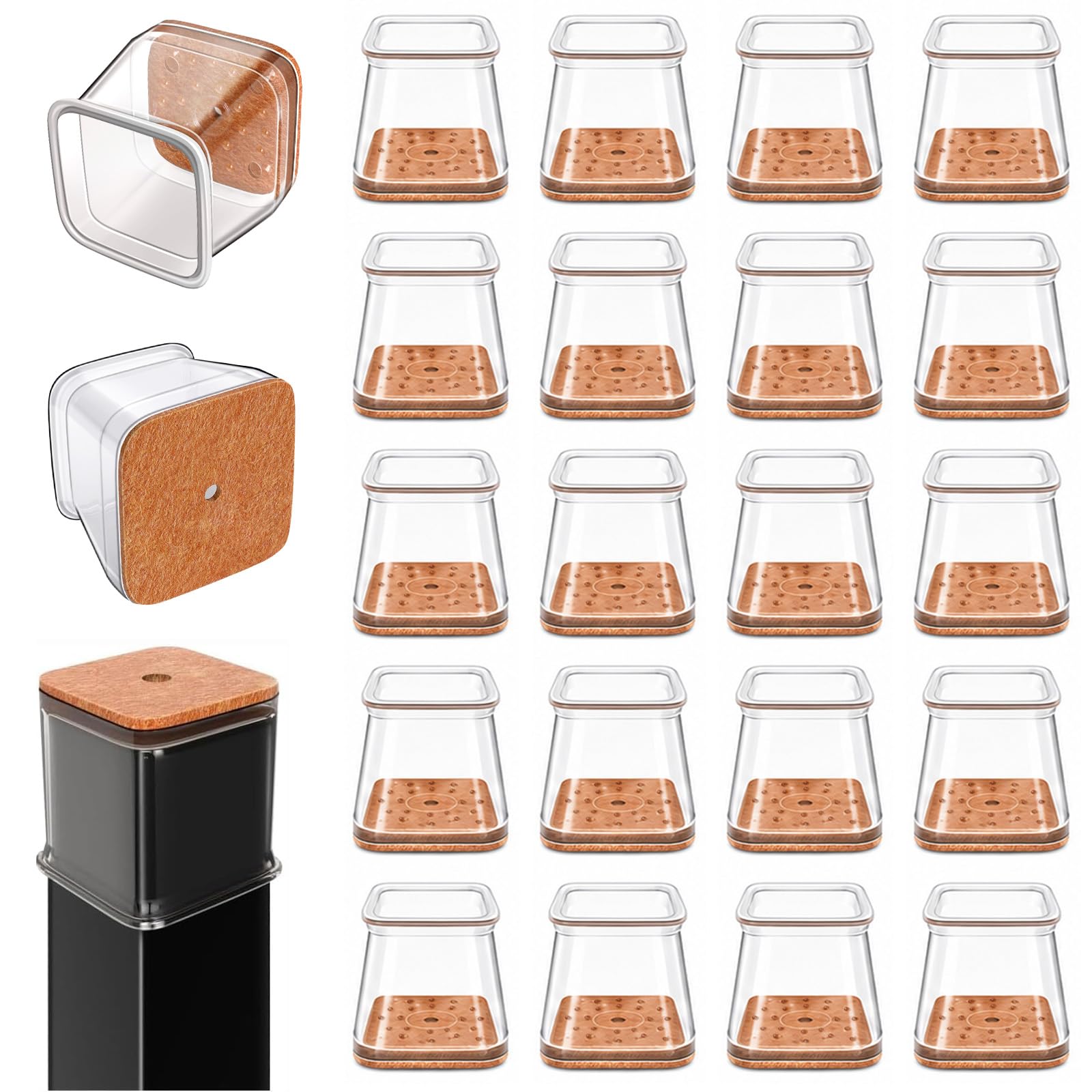 Photo 1 of RUSIDO Chair Leg Floor Protectors, Large Square, 20 Pcs