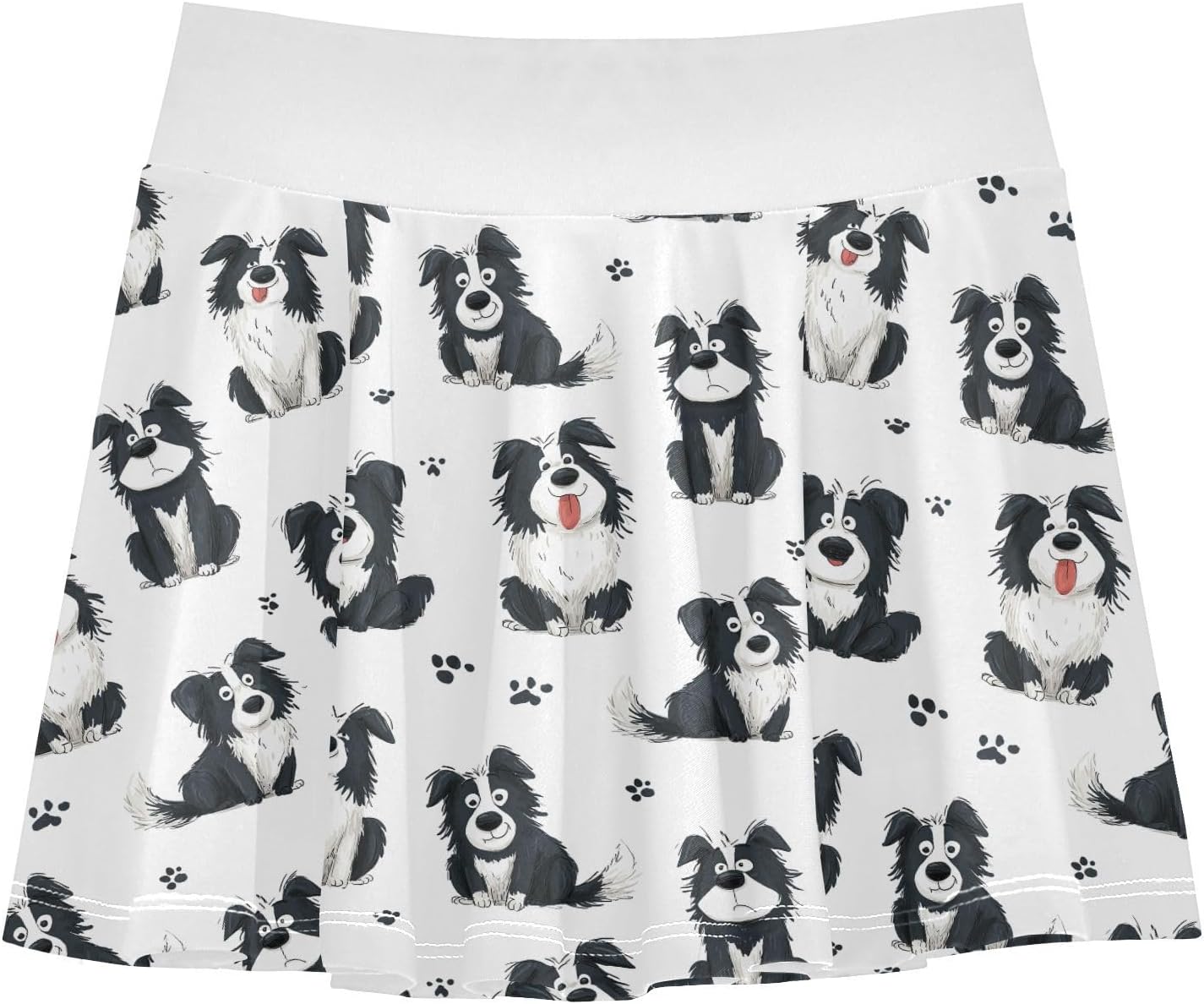 visesunny Funny Border Collie Dog Girl's Golf Skirt Athletic Tennis Skort Sport Activewear with Double Layer Pockets