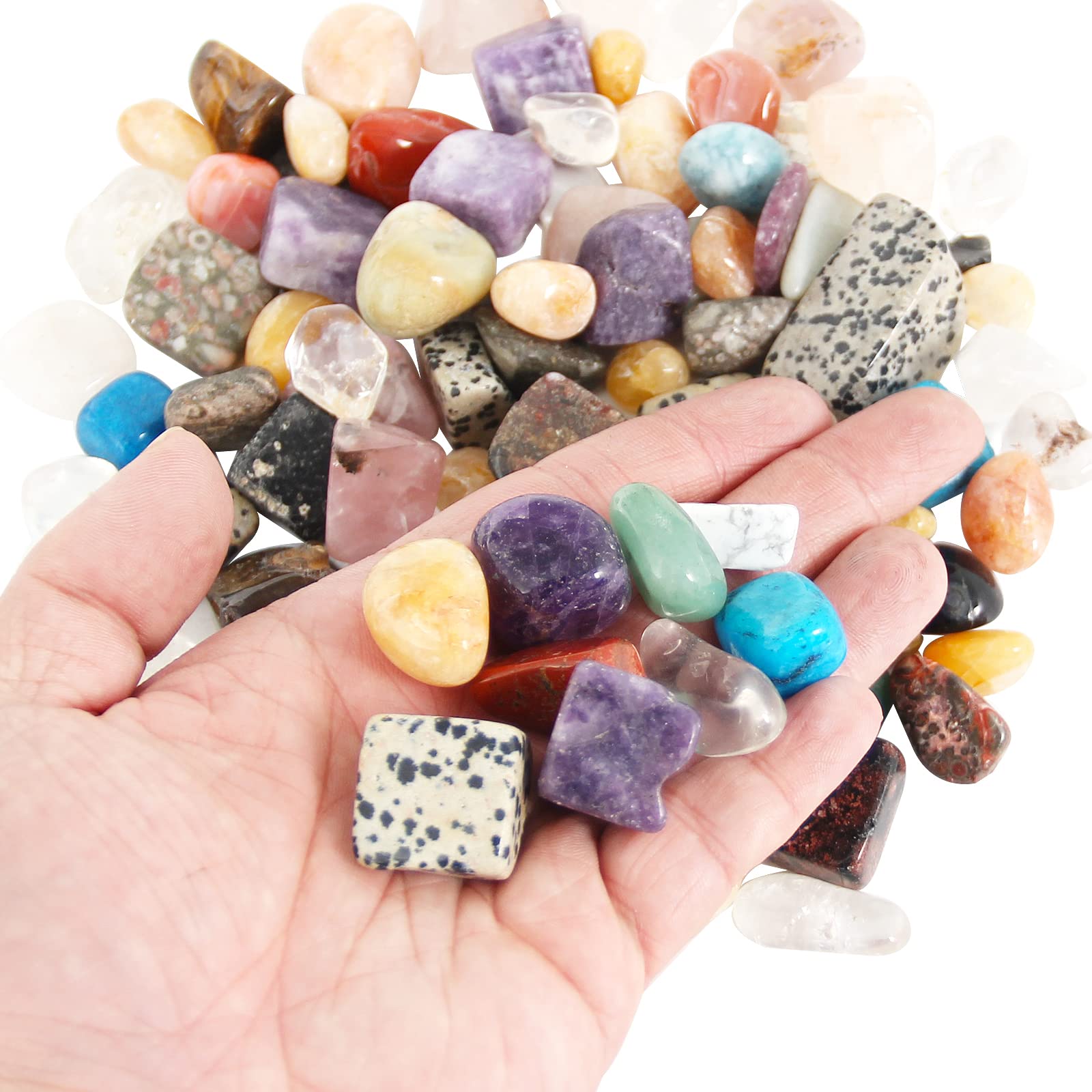 500 g Pietre di Cristallo Naturali Medie, Pietre di Cristallo Miste Schiacciate e Burattate – Cristalli Naturali Lucidati per Pratiche di Reiki e Guarigione con Cristalli, Uso Artigianale