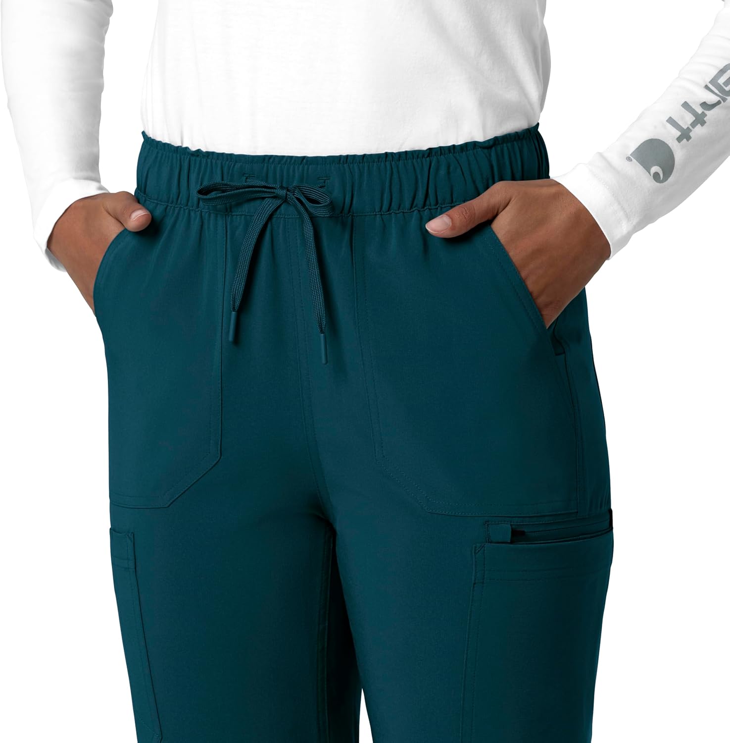 Carhartt Scrubs for Women Force Cross-Flex Straight-Leg Cargo Pants with Drawstring and 7 Pockets