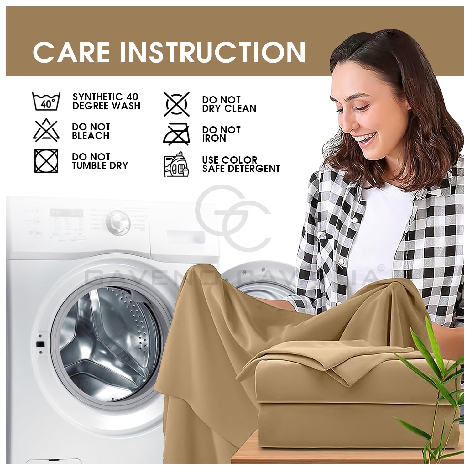 GC GAVENO CAVAILIA Super King Fitted Sheet Deep 10 Inch/ 25 Cm, Mocha - Image 4