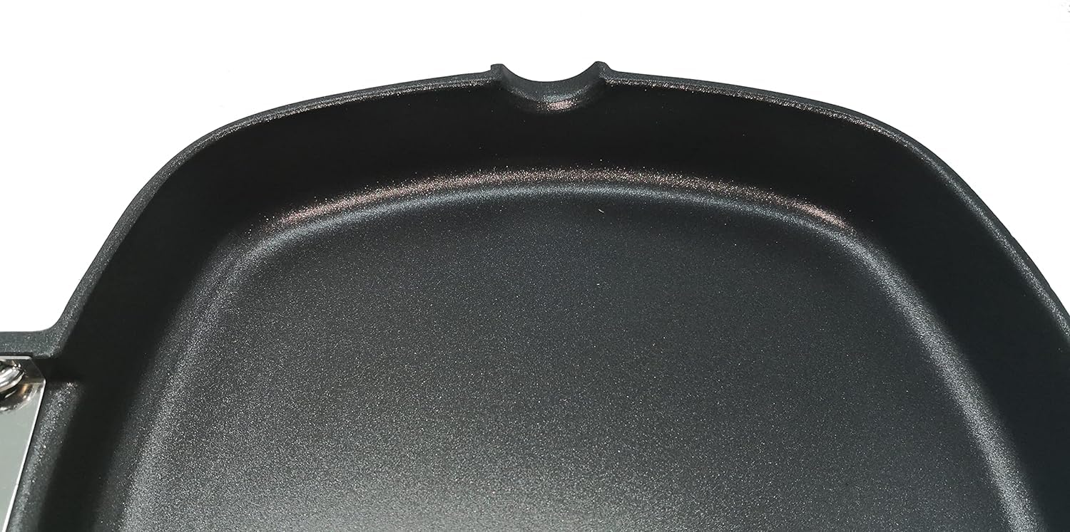 WECOOK! Ecostone Bistecchiera Liscia, Induzione, 24 x 24 cm, Antiaderente ILAG Ecologico senza PFOA, Alluminio Fuso, 5mm di Spessore, Manico in Legno Pieghevole, Vitroceramica, Gas