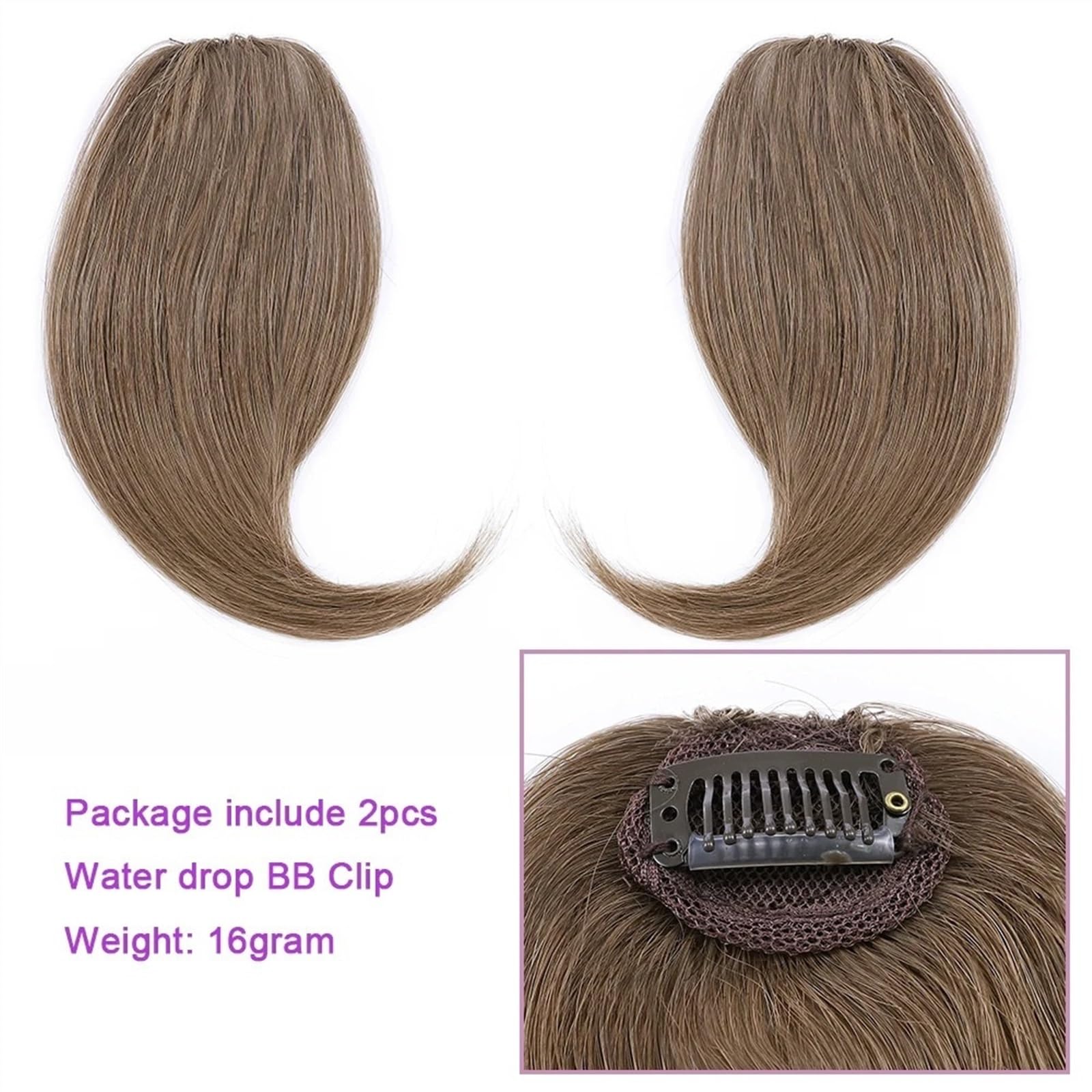 Frangia Clip Capelli Veri 2 pezzi clip di capelli umani sulla frangia con parte centrale su uno / due lati frangia capelli remy nell'estensione frangia invisibile francese Frangia ( Color : #2 , Size