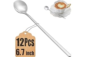 12 Pcs Teaspoons Set, 6.7" Long Handle Stainless Steel Spoons