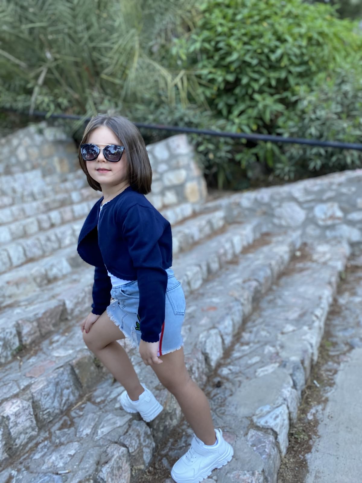 Miipat Fille en Bas Âge Cardigan Tricoté Enfants Pulls Tricotés Cardigan Boléro à Bouton Unique à Manches Longues Col Ras du Cou Manteau en Tricot