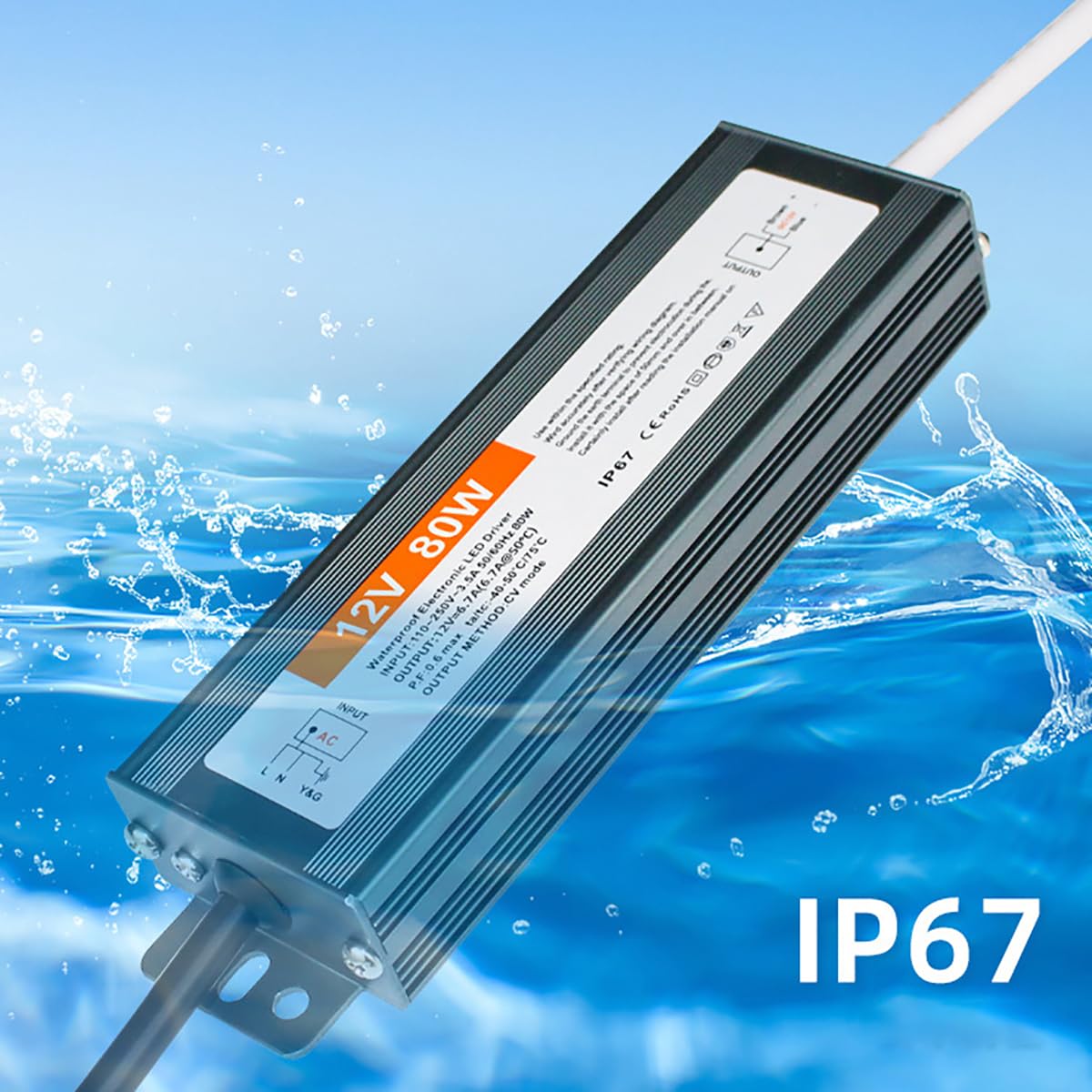 Trasformatore LED 24V Impermeabile IP67, Driver LED Elettronico, Convertitore di Alimentazione per Strisce LED, Barre Luminose e Illuminazione Esterna (24V, 300W)