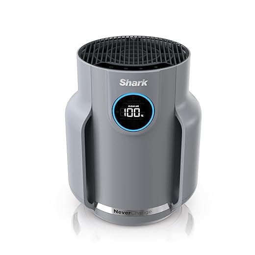 Shark Air Purifier for Home, NeverChange Compact Pro, for Bedroom, Nursery, Home Office, Dorm, HEPA-Exceeding Filter, Captures Pollutants, Pet Dander, Dust, Odor, Smoke, and More, HP071BRN, Winter Fog