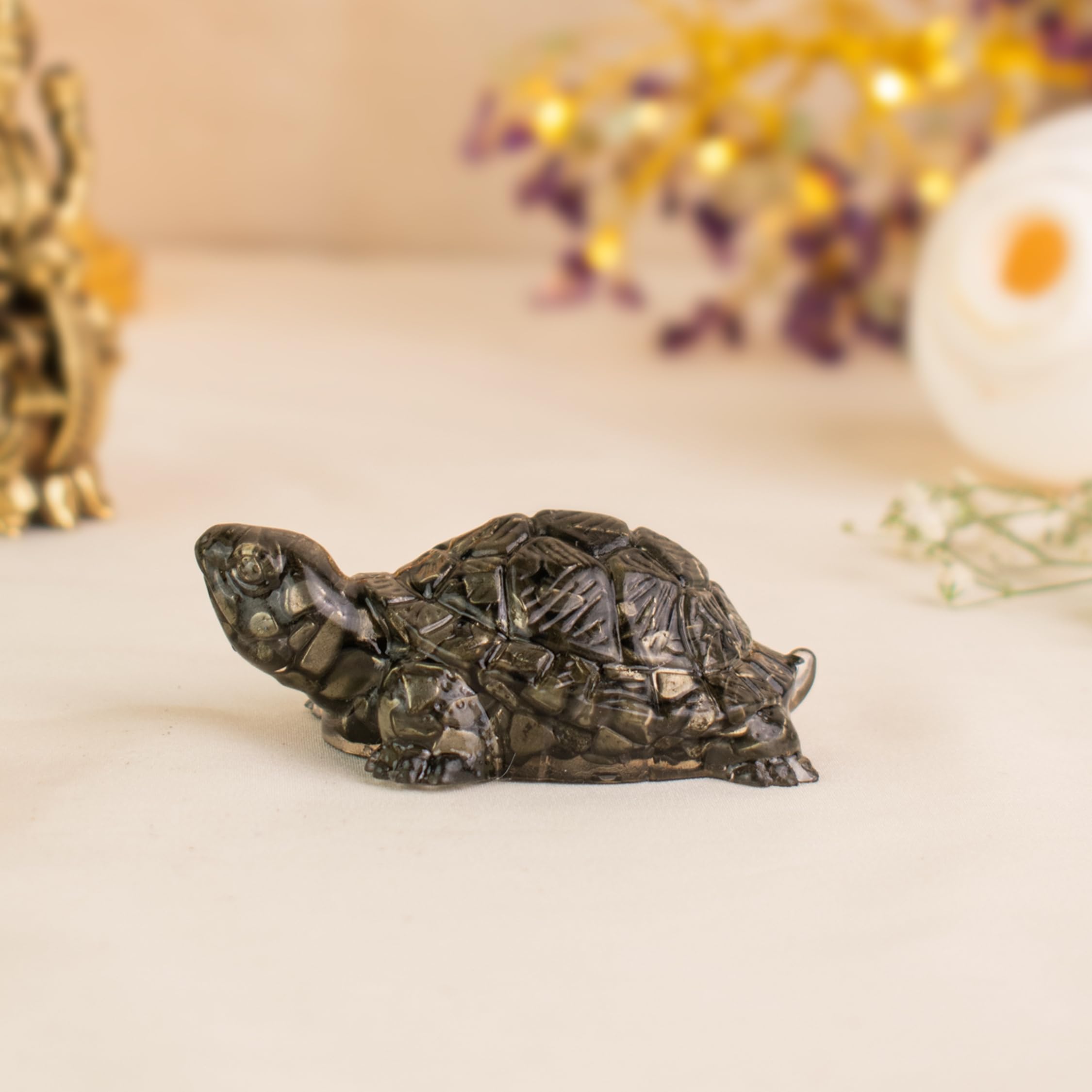 Astrotalk Pyrite Tortoise (Kachhua) 2.7x1 Inch | Pyrite Stone Turtle for Good Luck & Wealth | Aesthetic Home Decor for Living Room | Vastu Items for Housewarming Gift | Gift for Man & Woman-picture-30