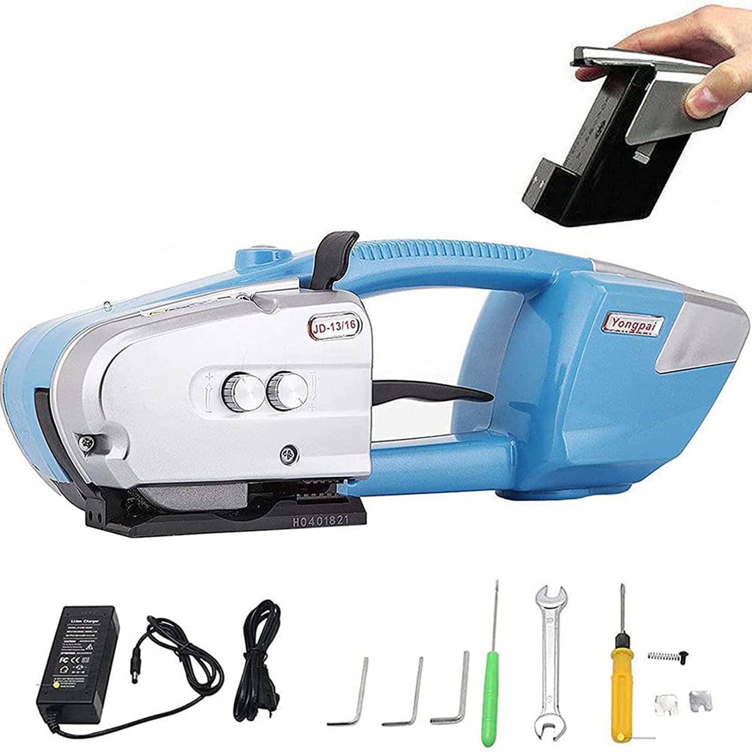 ANXYYDS Electric Strapping Machine 3000mah Battery,Portable Electric Strapping Tool for 13-16mm PP PET Straps,Automatic Pallet Packaging Banding Tools for Strapping B-2battery