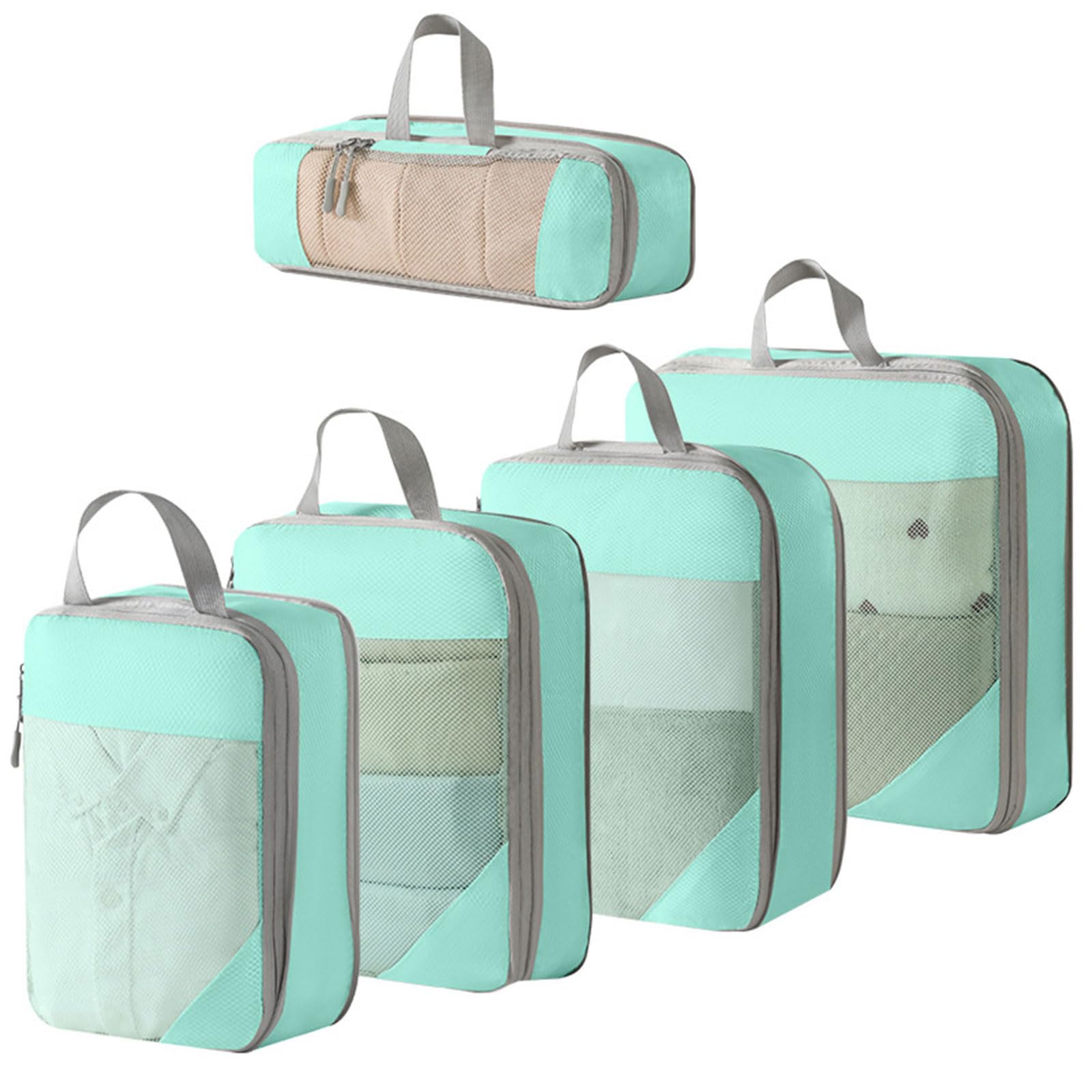 5 Pz/Set Borsa da Viaggio Compressione Imballaggio Cubi Sacchetto Di Stoccaggio Leggero Bagagli Portatile Valigia Organizzatori Astuccio