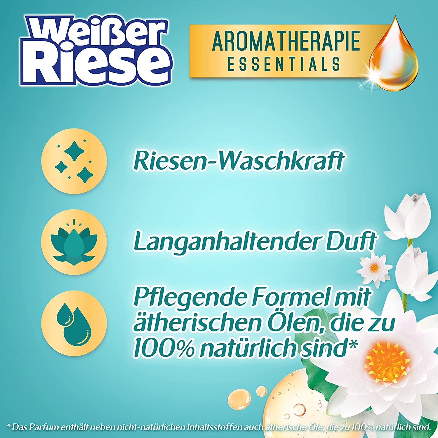 Weißer Riese Universal Trio-Caps Aromatherapie Essentials, Waschmittel mit Lotus und Mandelöl, Vollwaschmittel mit ätherischen Ölen und intensivem Frische-Effekt, 120 Stück (1er Pack)
