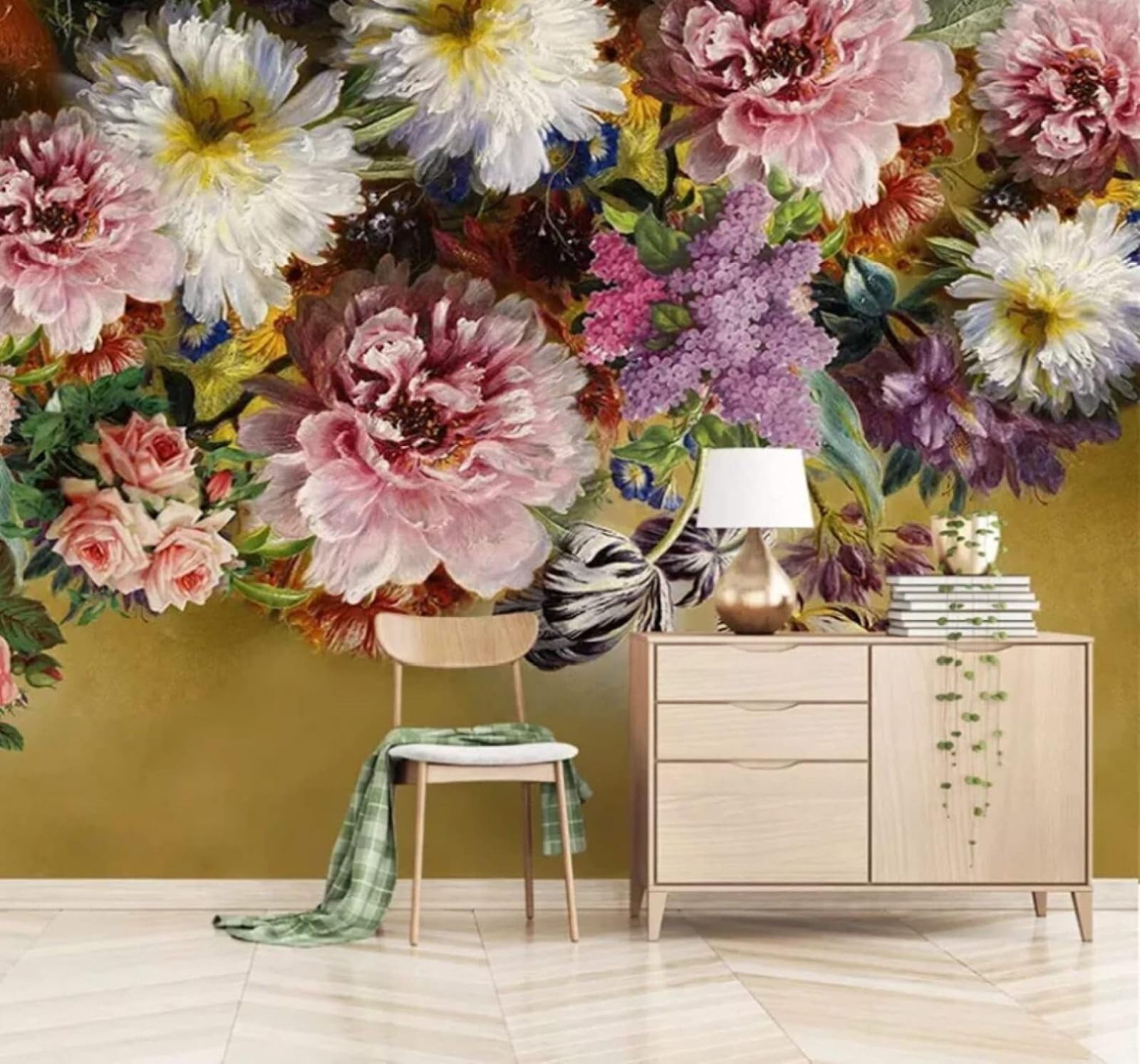 Wallpaper-3D-Xlm 430Cm×300Cm(B×H) Simple Beautiful Three Dimensional Colourful Flowers 3D Wallpaper Easy Install Feature Office Living Room Sofa Bedroom Tv Background Wall Decoration-430Cm×300Cm