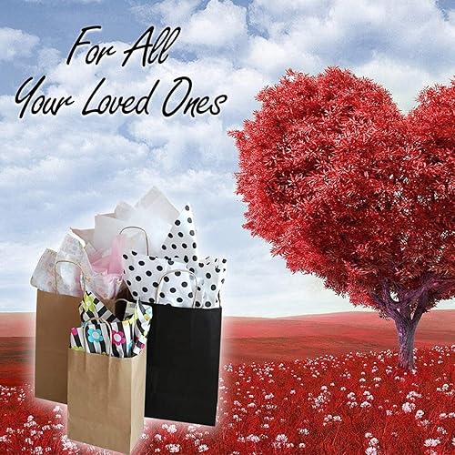 Miniatura 55 de Qutuus 50 bolsas de regalo de papel marrón de 8 x 4.5 x 10 pulgadas, bolsas de papel kraft con asas a granel, bolsa de regalo de tamaño mediano