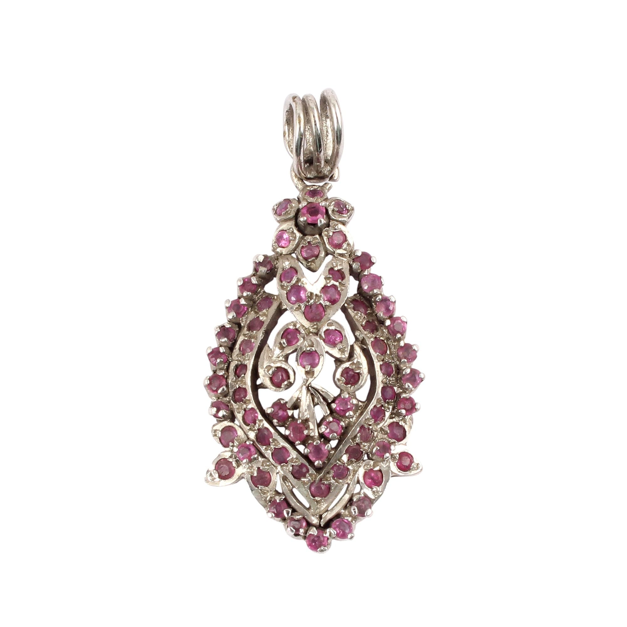 Pendentif rubis rose naturel vintage à facettes - Bijoux artisanaux uniques en pierre semi-précieuse