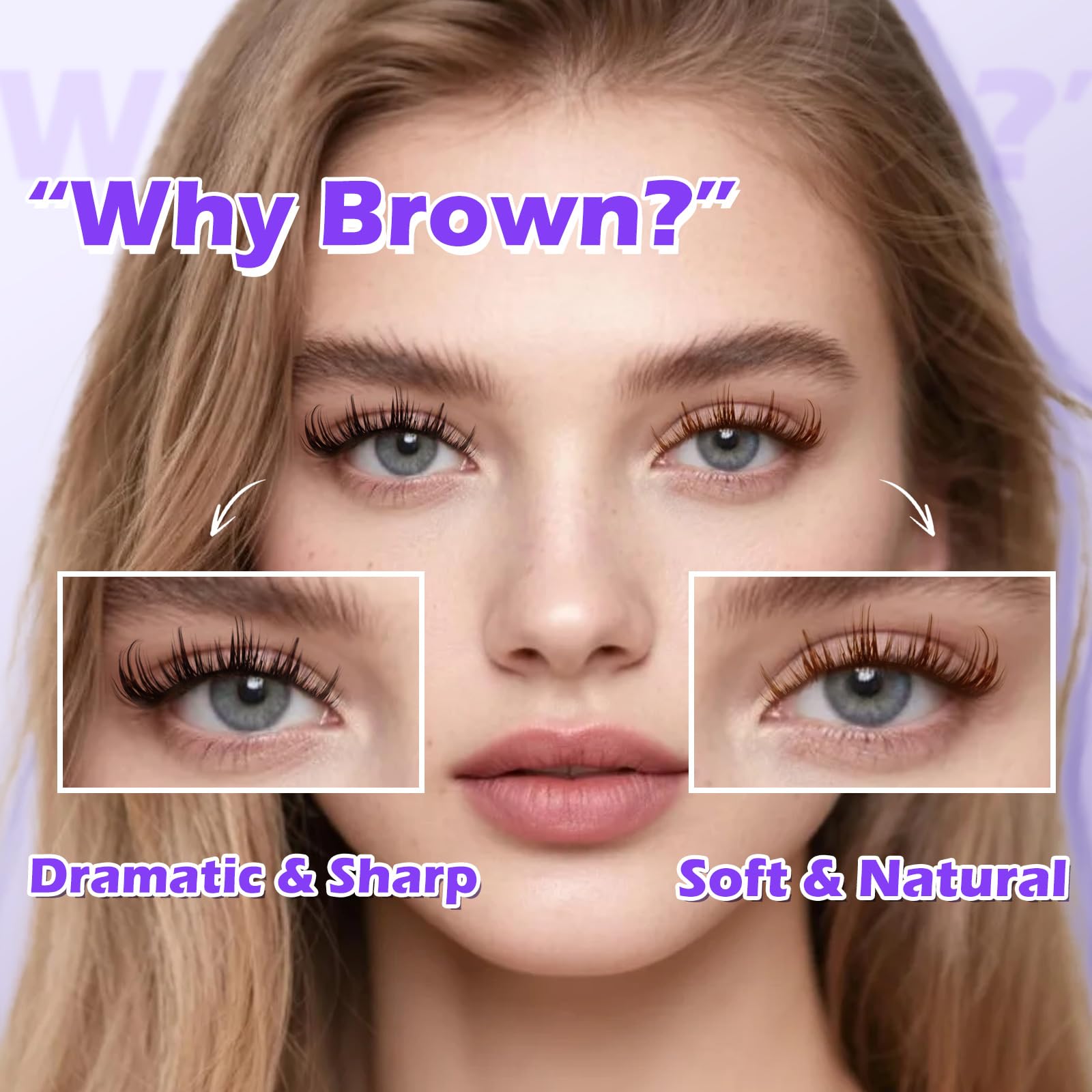 Arison Lashes Brązowe rzęsy w kępkach Manga Pojedyncze przedłużanie rzęs DIY Cosplay Rzęsy (Brown Fluff-D-9-16Mix)