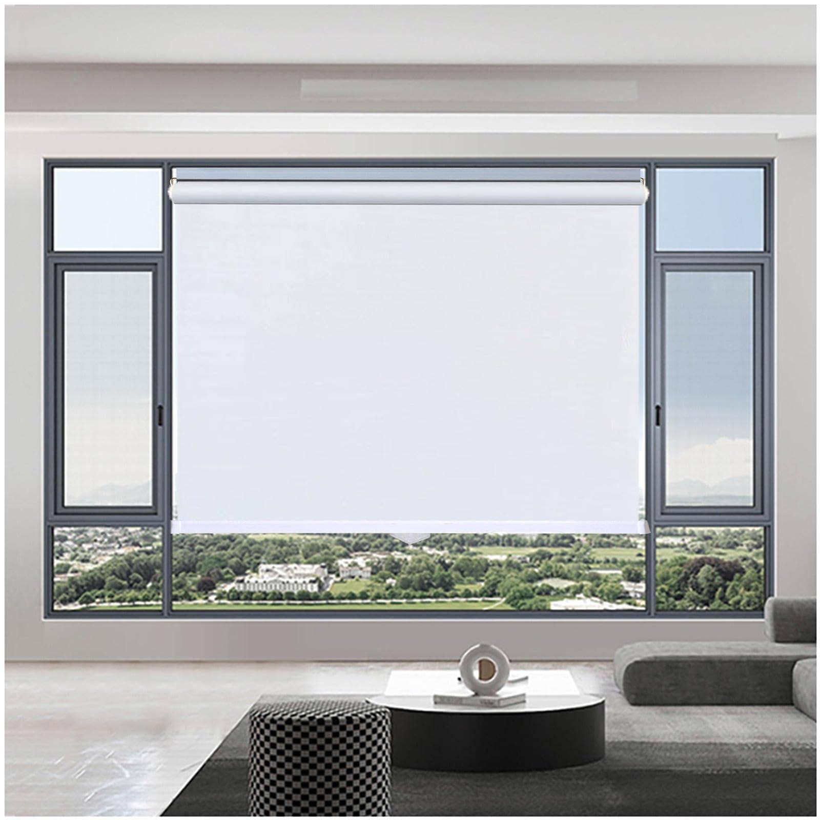 99% Blackout Roller Shades, Sunshade Roller Blinds No Drilling, Window Roller Shades, Sunscreen Privacy Blinds, Blackout Curtains 32–150cm Width,white-32x160cm/13 * 63in