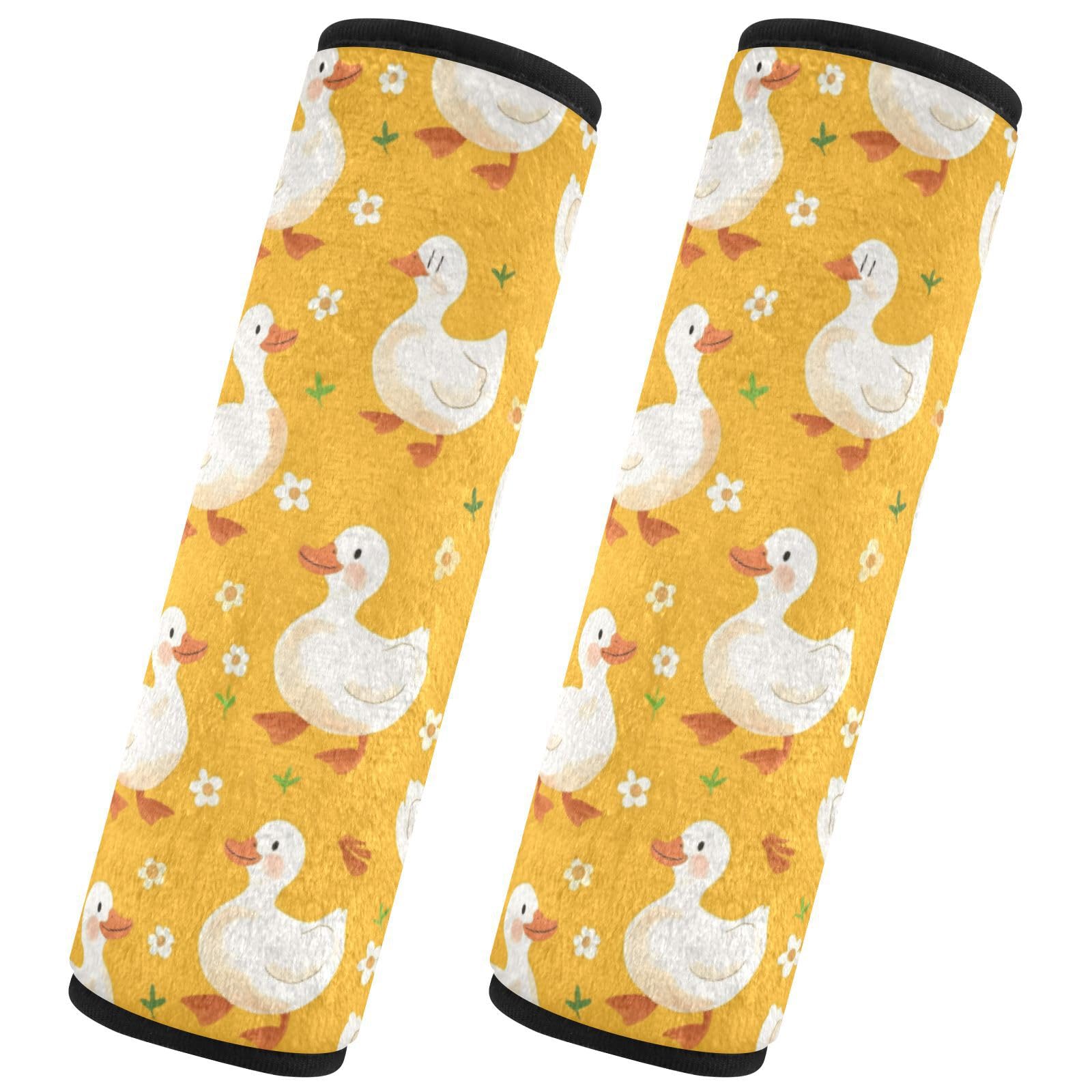 Seat Belt Covers 2 Pack White Ducks Car Seats Strap Covers Super Soft Car Seats Neck Cover for Boys Girls Adults Babies S