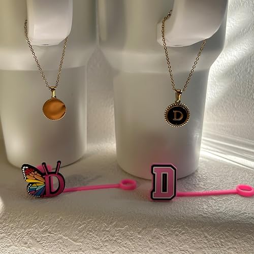 Miniatura 3 de AINEEDY Stanley Cup - 2 fundas de popote de 0.4 pulgadas para taza Stanley de 30 y 40 onzas con 2 colgantes de letra inicial personalizada,