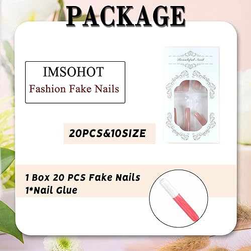 Miniatura 87 de IMSOHOT Uñas postizas largas a presión, uñas postizas cuadradas con pegamento brillante, diseño de mariposa y diamantes de imitación, uñas postizas