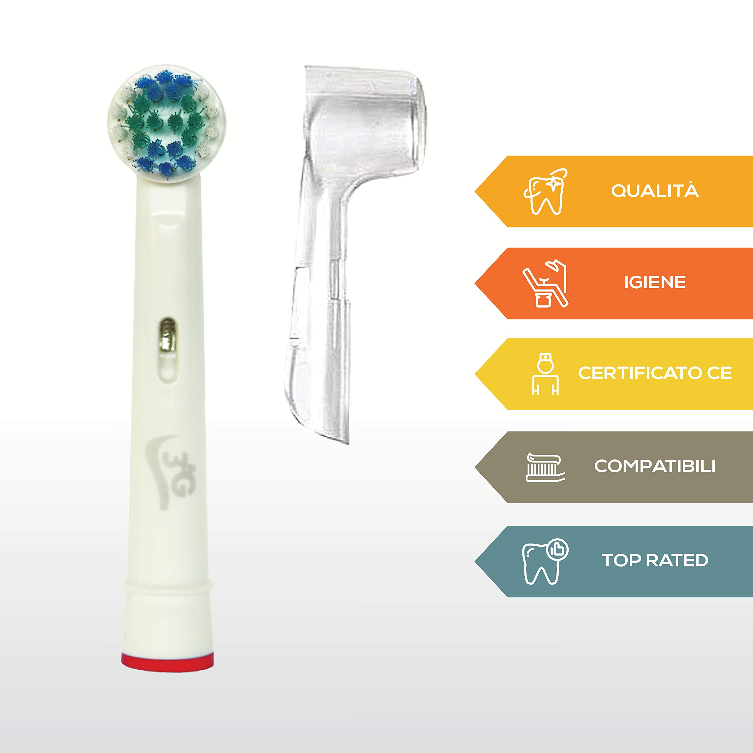 8 Testine di Ricambio Compatibili Precision Clean Generiche 3AG + 8 Copritestine di Protezione Igienici per spazzolino elettrico Sensitive, Professional Care, Vitality, ecc