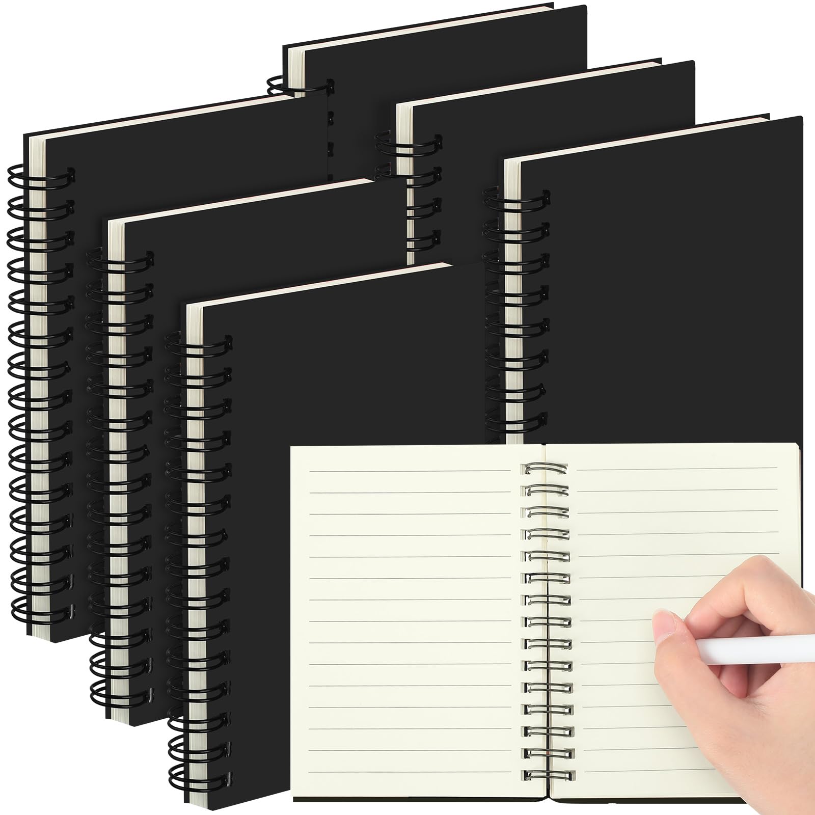 Photo 1 of Qilery Small Spiral Notebooks, 6 Pack, Black