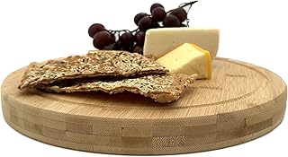 Nature’s Kitchen Thick Round Bamboo Cutting Board Block Serving Tray w Juice Groove for Cutting Chopping Cheese & Charcuterie Board Platter (12 inches)
