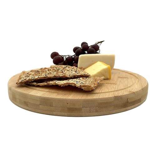 Nature’s Kitchen Thick Round Bamboo Cutting Board Block Serving Tray