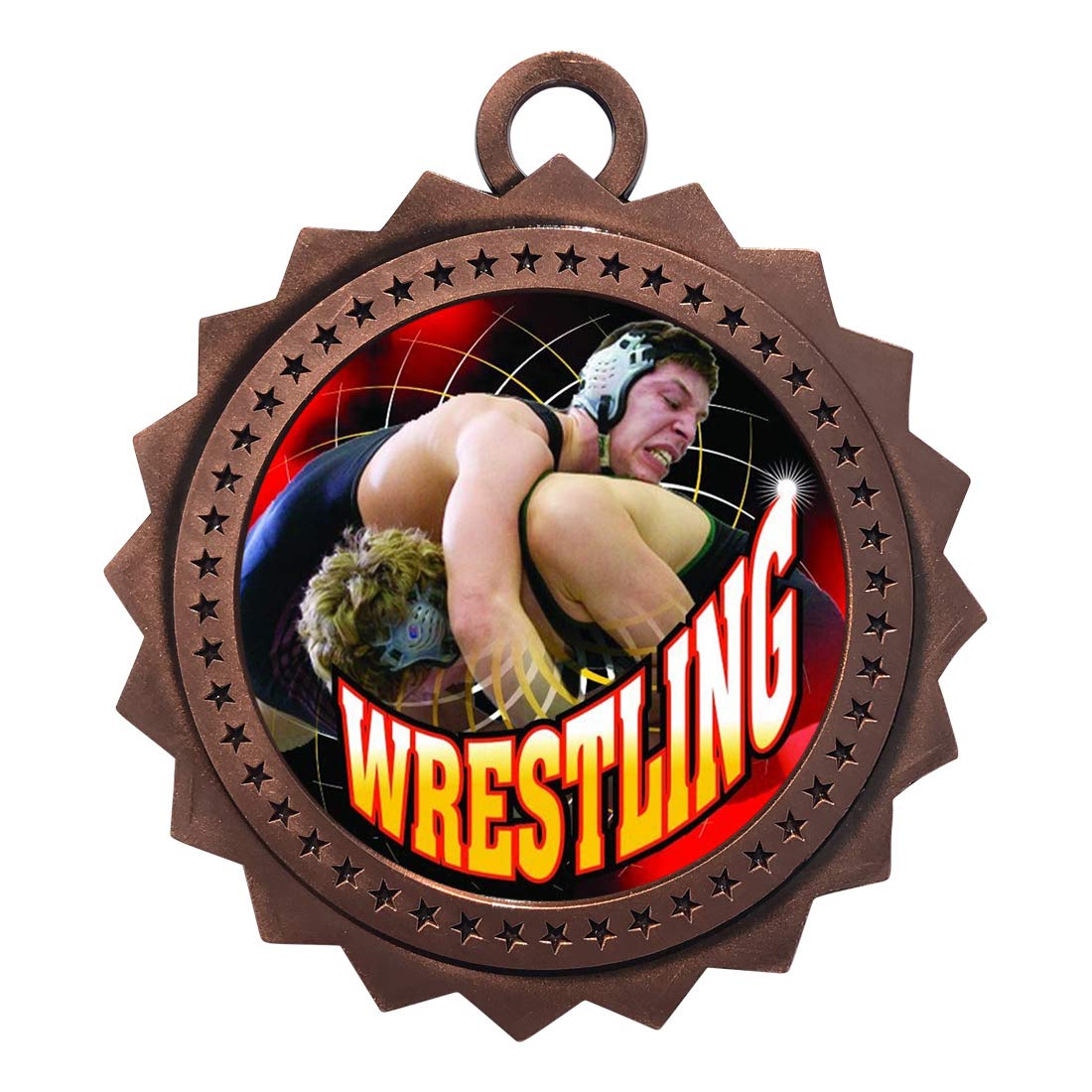 10 PK of Wrestling Bronze Medals Trophy Award with Neck Ribbons D03-FCL576