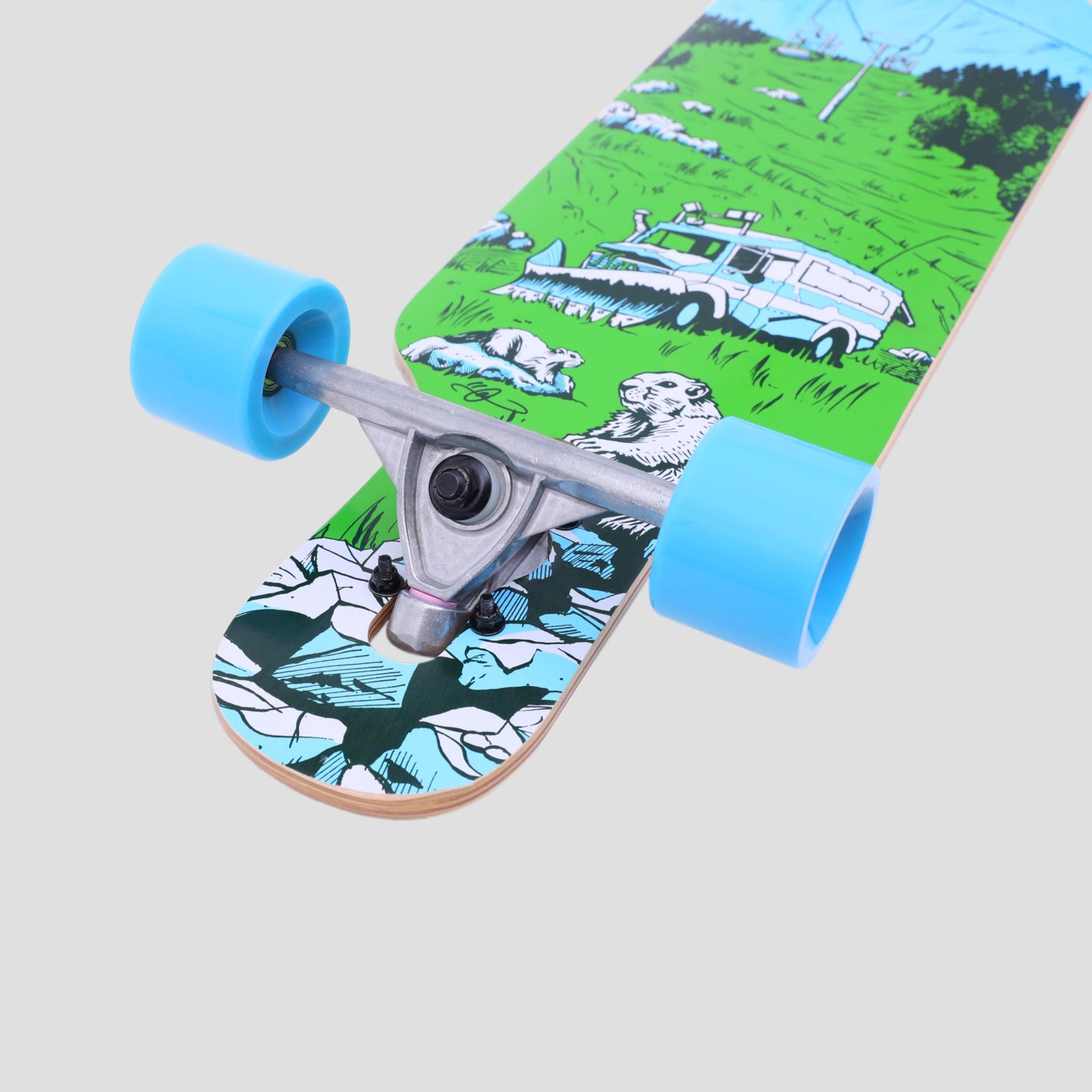 Longboard 92 cm para Freestyle y Freeride Nature - theLongboarder| Ejes de Aluminio Drop-Through 180 mm | Ruedas Poliuretano 70x51 mm | Rodamientos ABEC-7 | Ideal para Adolescentes y Adultos