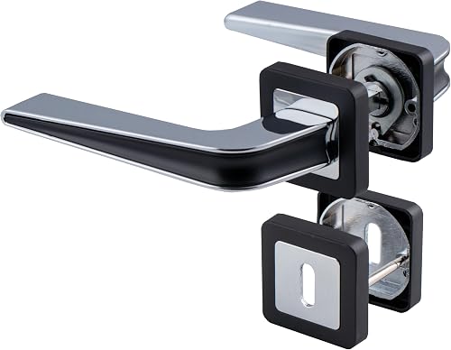 Pro Designer Series Munich Black and Chrome Finish Keyway Door Handles