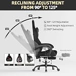 Ferghana Velvet Fabric Ergonomic Gaming Chair with Footrest and Massage, High Back Reclining Computer Gamer Chair for Adult, Racing Style PC Video Game Chair Suitable for Home Office (Black)