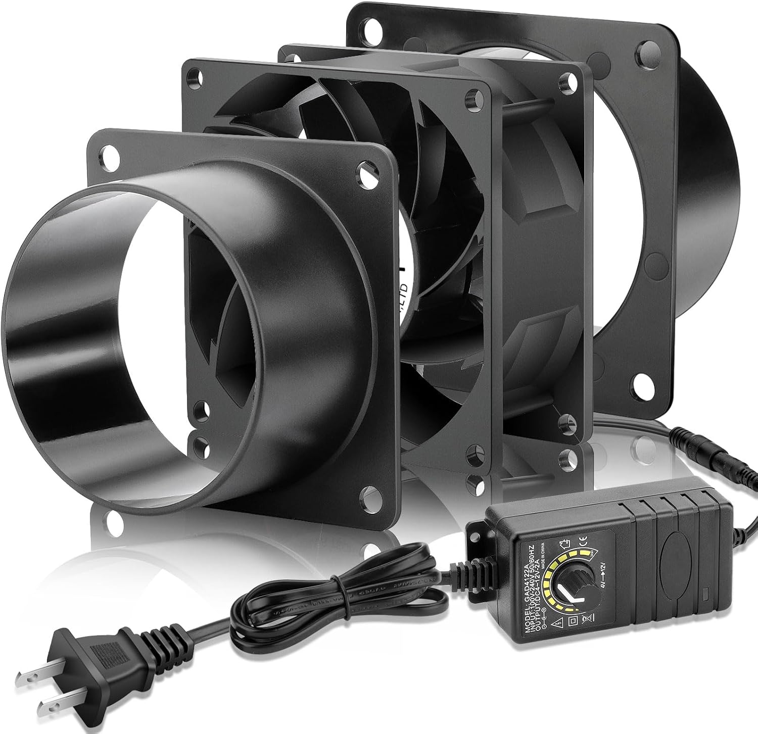 120mm x 38mm 4 Inch Duct Booster Small 12V Exhaust Fan with AC Variable Controller for DIY Paint/Dryer/Smoker/Growtent/3D Laser/Solder Fume Extractor-D1238