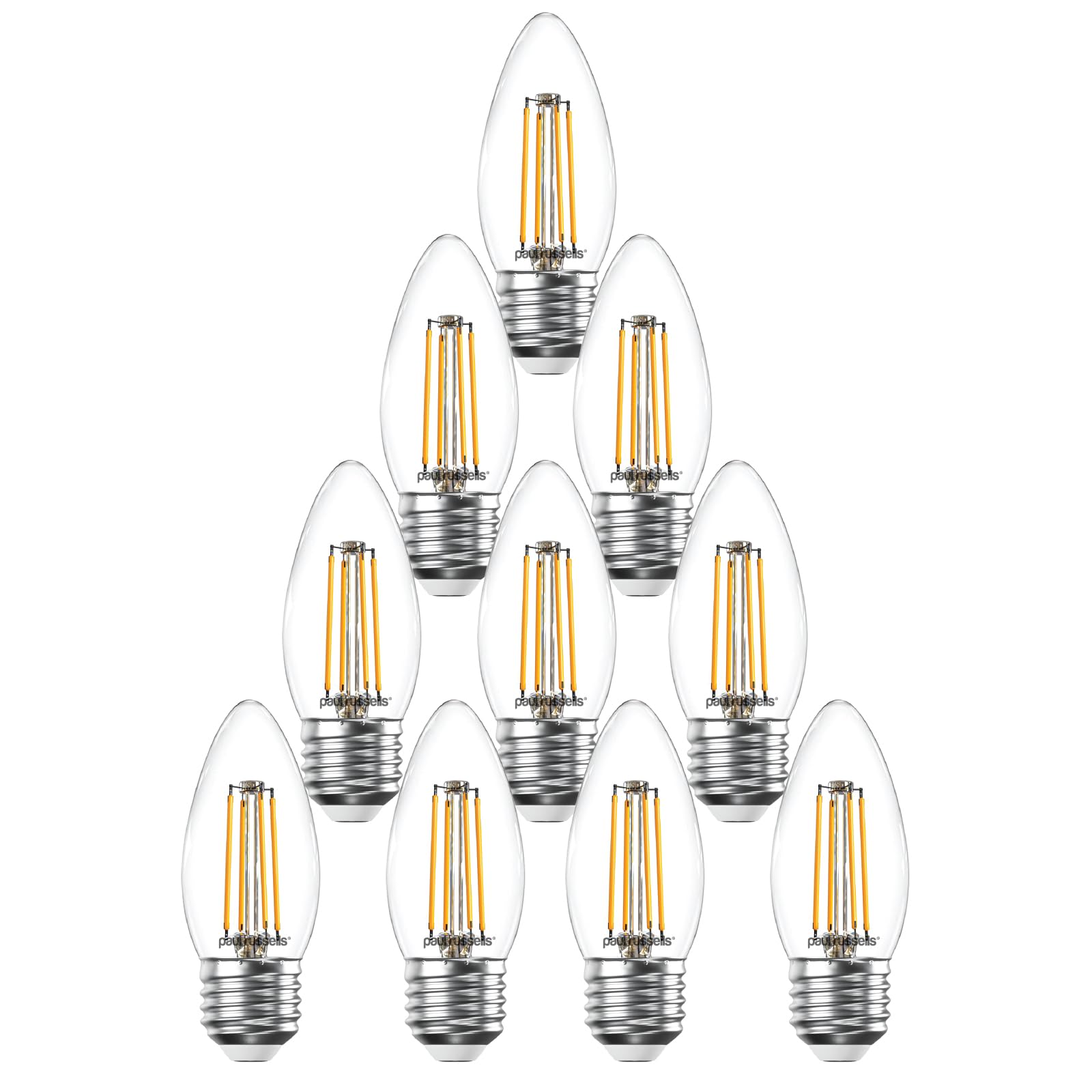paul russells LED Filament Candle, Dimmable Edison Screw E27 Light Bulbs, 4.5Watt 470Lumens C35 LED Bulbs, 40w Equivalent