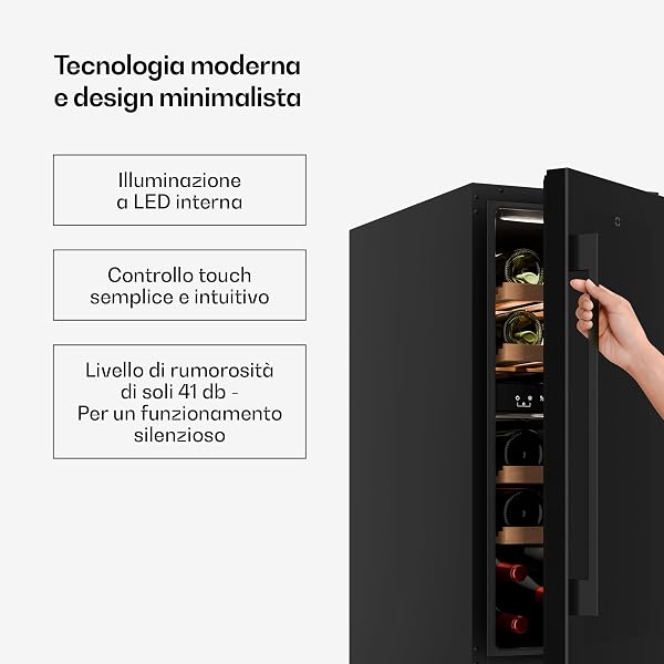 KLARSTEIN Velaire Dual Zone Wine Fridge - 17 Bottle, Built Under, 5-22°C, Touch Control, LED, UV Glass, Quiet, Wine Cooler Fridge, Minimalist Design - 4