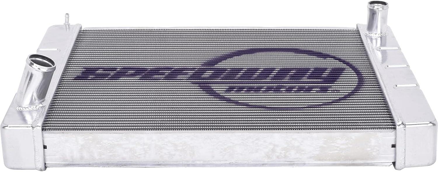 Speedway Motors Universal Ford/Mopar Aluminum Radiator, 31-Inch Wide Single-Pass Crossflow Design with Dual 1-Inch Tube Core, Furnace-Brazed Construction and Billet Filler Neck
