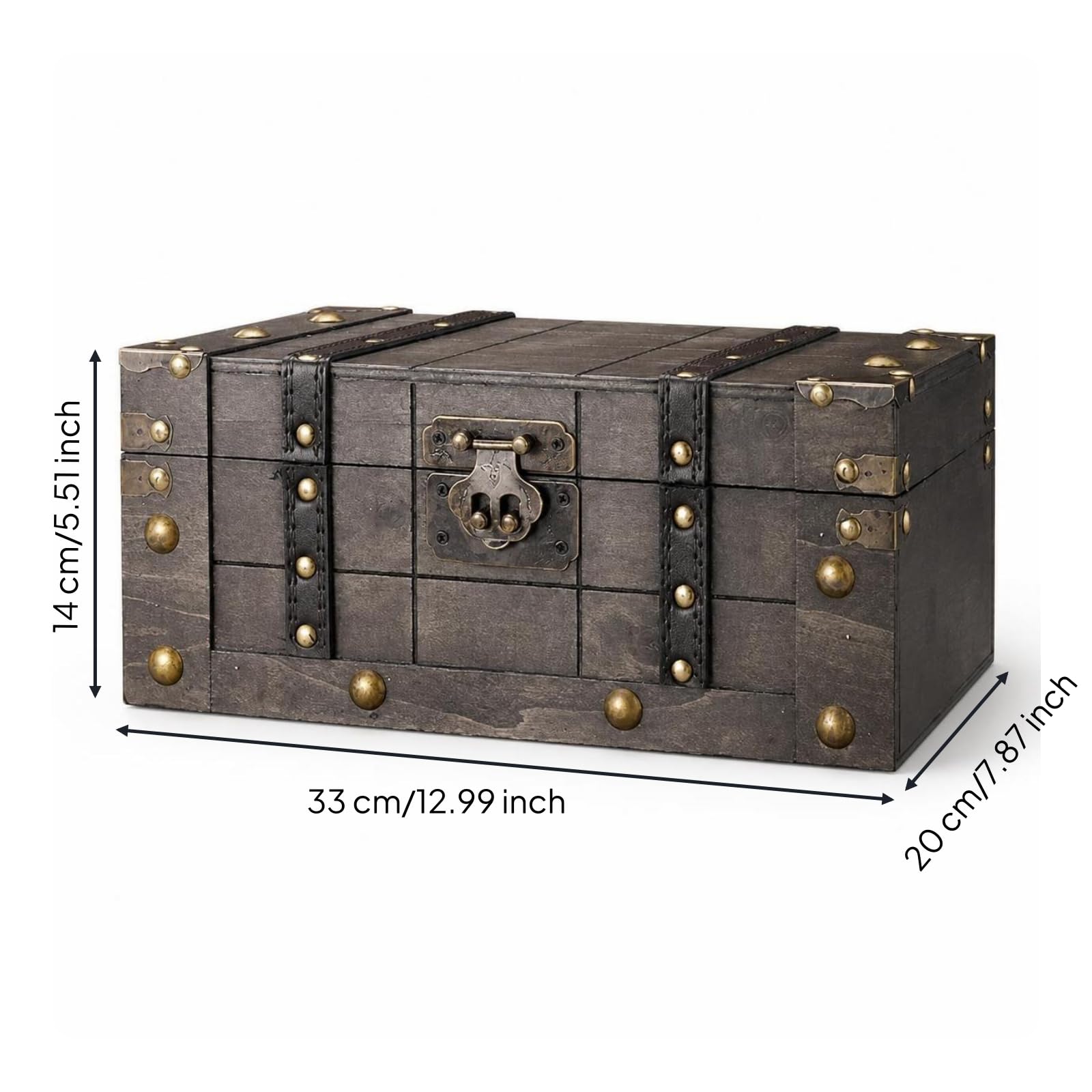 Arcón Gris Desgastado Gran Capacidad Baúl Almacenamiento Resistente Mueble Decorativo para Exhibición Decorativa, Pequeño, style to 1