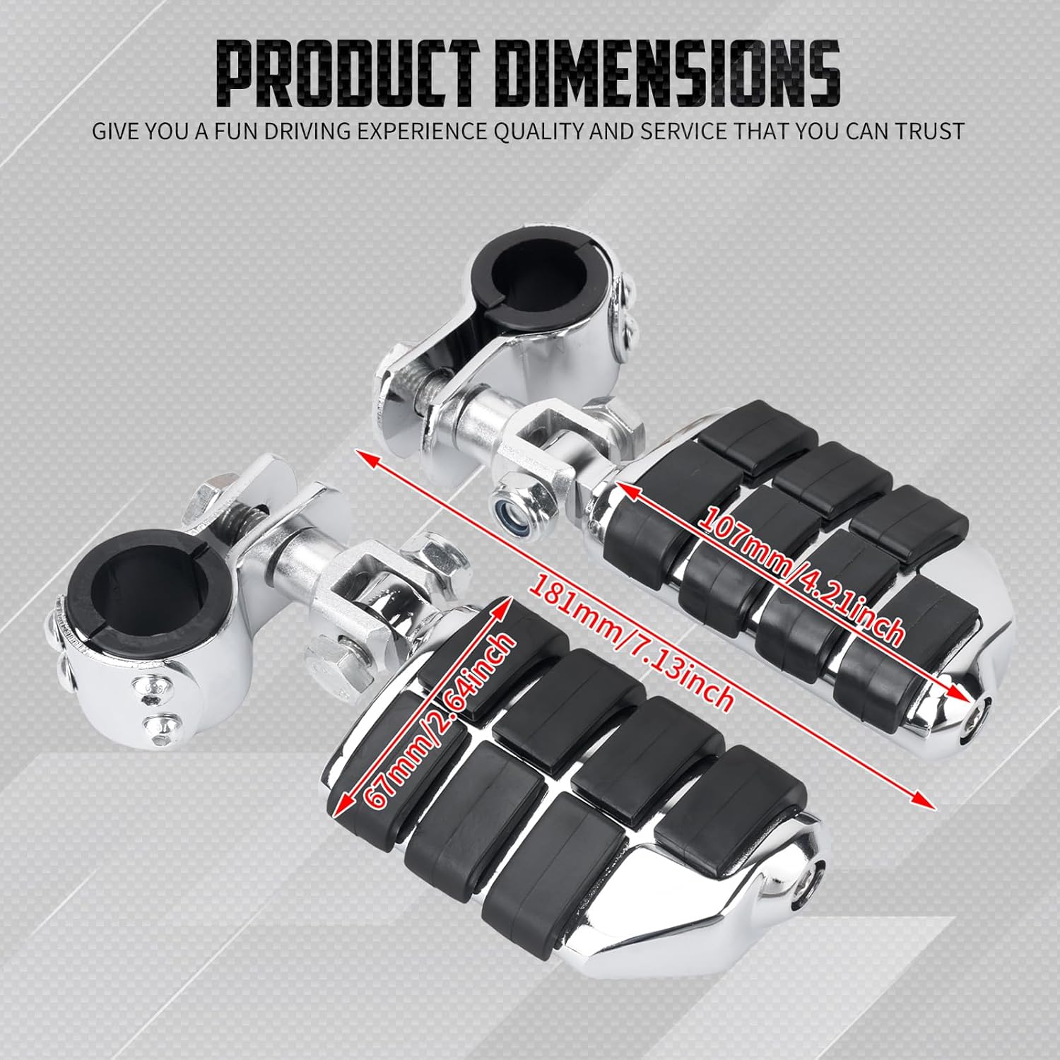 Highway Pegs Motorcycle Foot Rests w/Mount Clamp Kit For 7/8" 1" 1.25" Engine Guards Compatible with Harley Touring Softail Dyna Sportster Road King Fat Bob Road Glide Street Glide Chrome