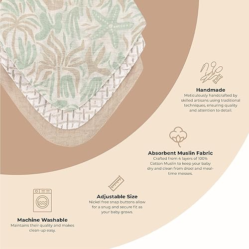 Vista 67 de Crane Baby Juego de baberos de muselina suave, ajustable y absorbente, estilo bandana para niños y niñas, río, 3 piezas, 18.5 x 9 pulgadas